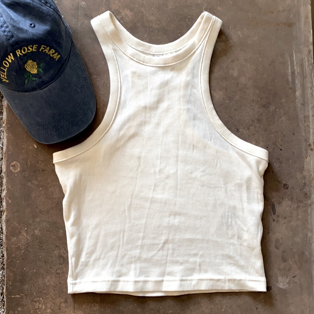 H&M basic racer back tee size S. Cream color.